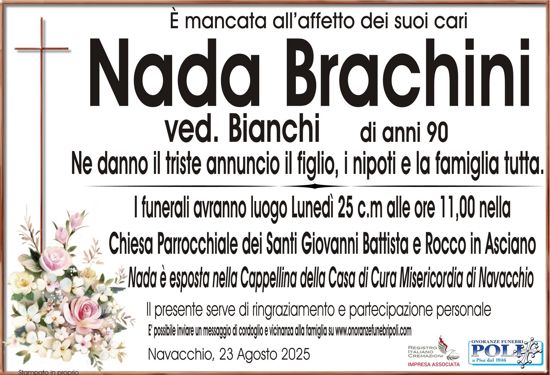 necrologio NADA BRACHINI