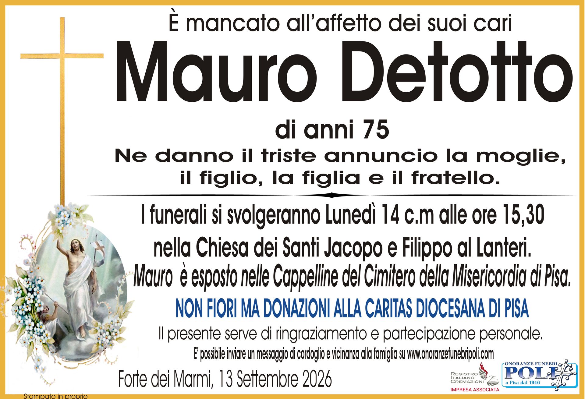 necrologio Mauro Detotto