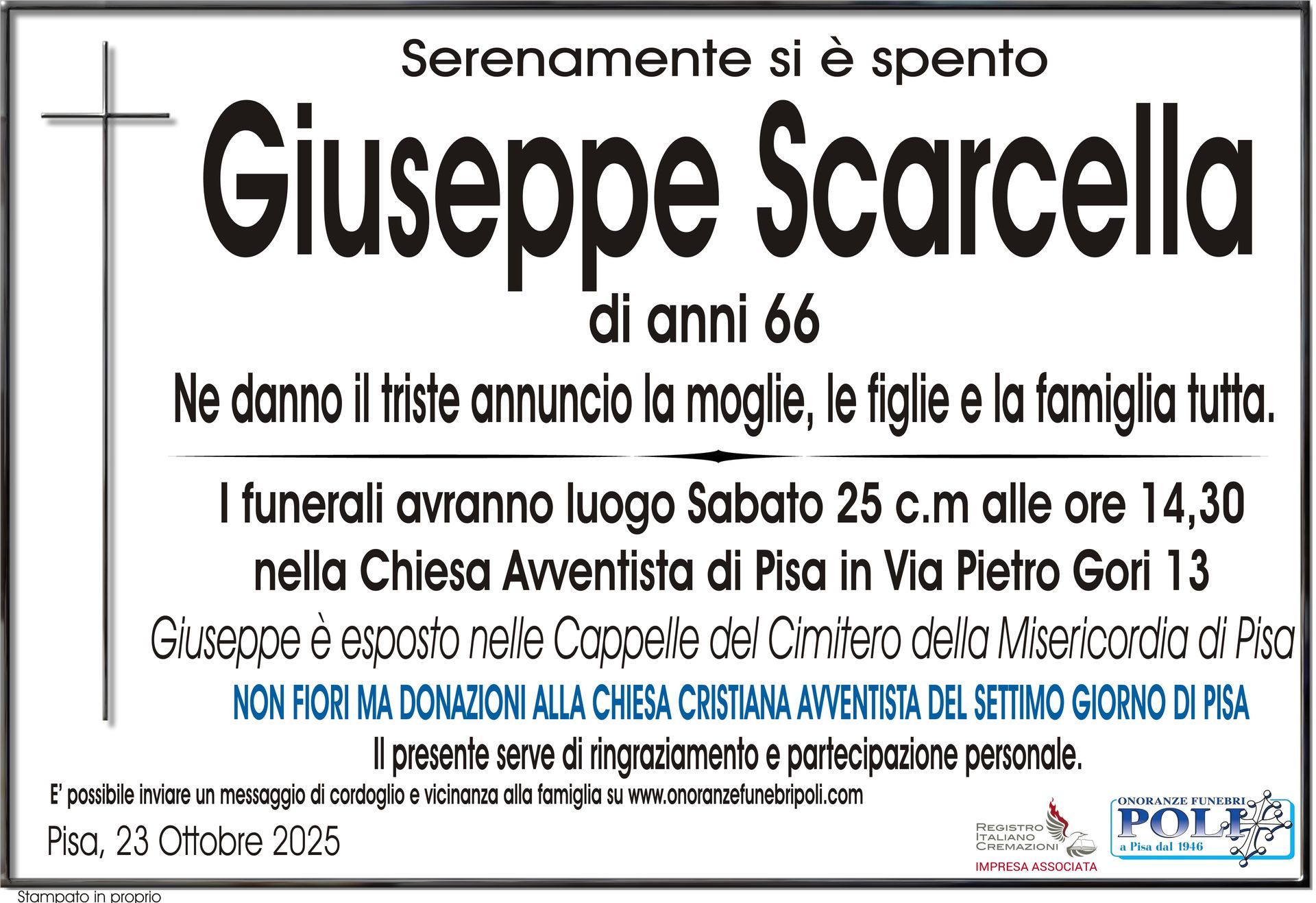 necrologio GIUSEPPE SCARCELLA