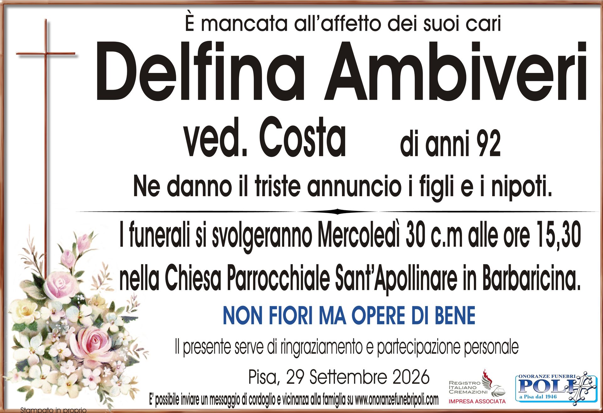 necrologio Delfina Ambiveri