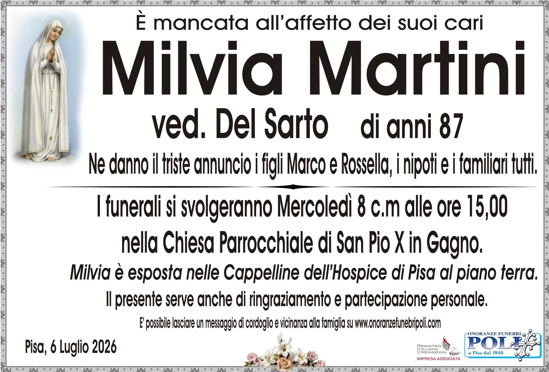 necrologio Milvia Martini 