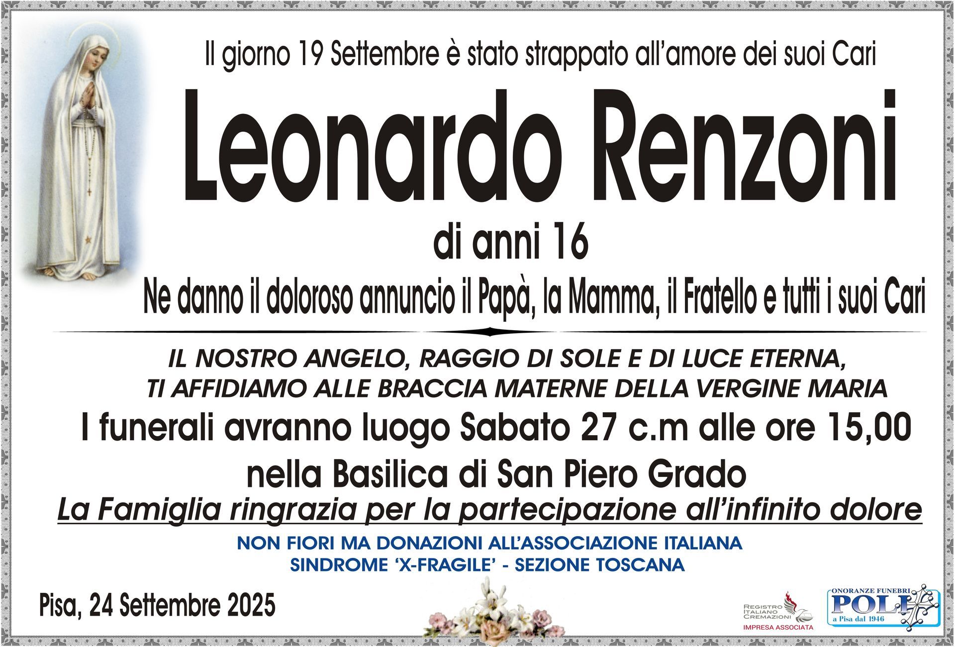 necrologio LEONARDO RENZONI