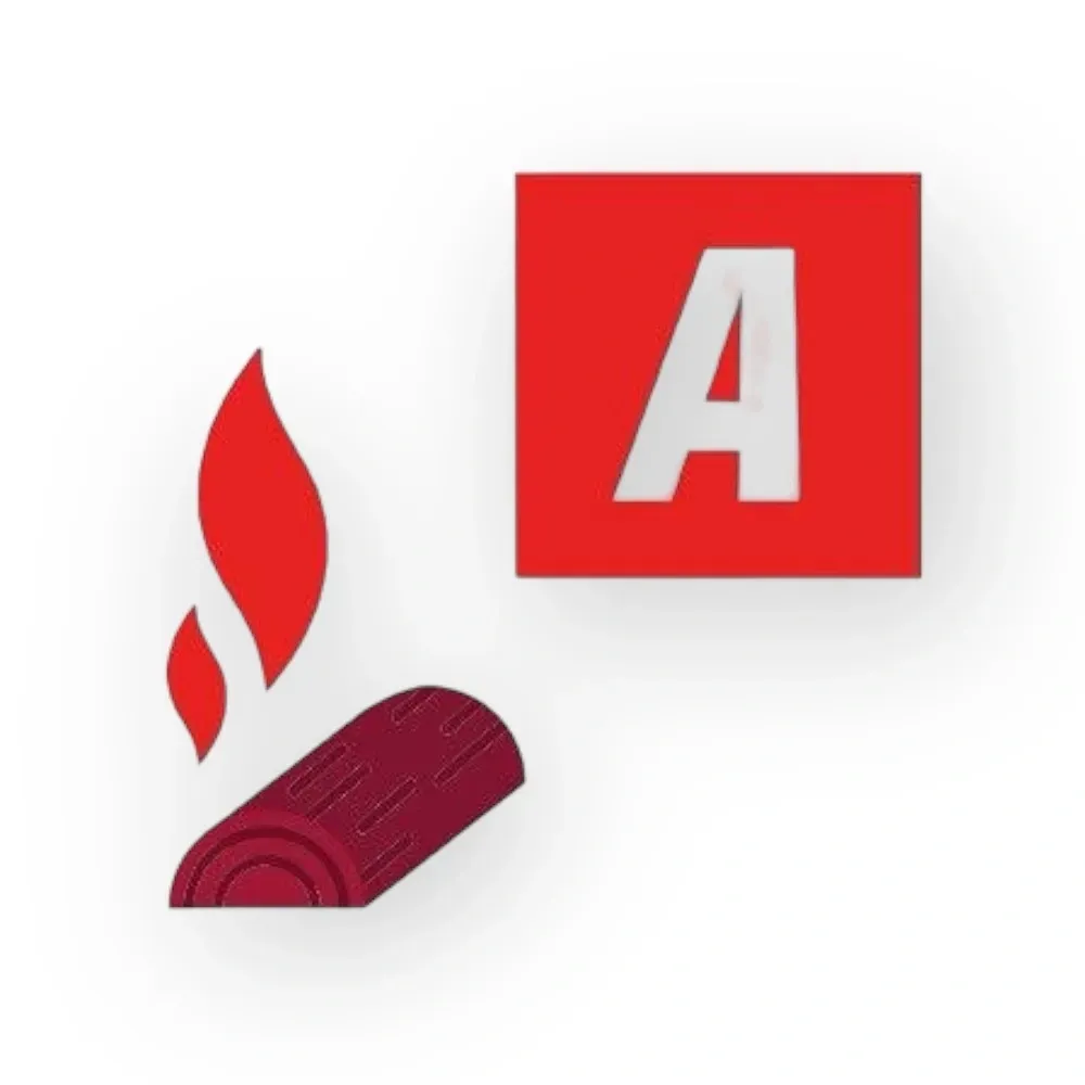 Brandklasse A voor brandblussers