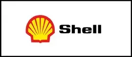 Shell-logo: een rood en geel schelpicoon met het woord