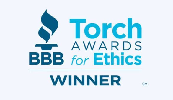 BBB Torch Awards for Ethics winner logo in blue and white