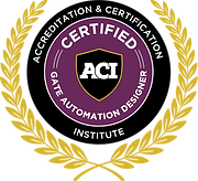 ACI Certified Gateway Automation Designer accreditation seal with gold laurel wreath and black center