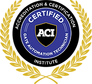 ACI Certified Data Automation Technician gold laurel emblem with blue seal and black center
