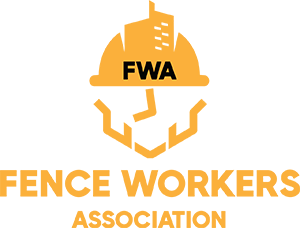 FWA logo with orange hard hat and stylized face above “Fence Workers Association” text