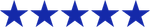 Five blue stars in a row on a white background