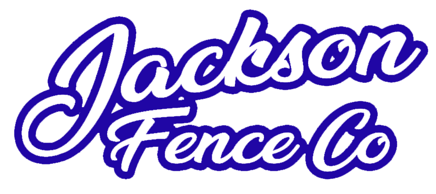 Jackson Fence Co logo in blue script on a white background