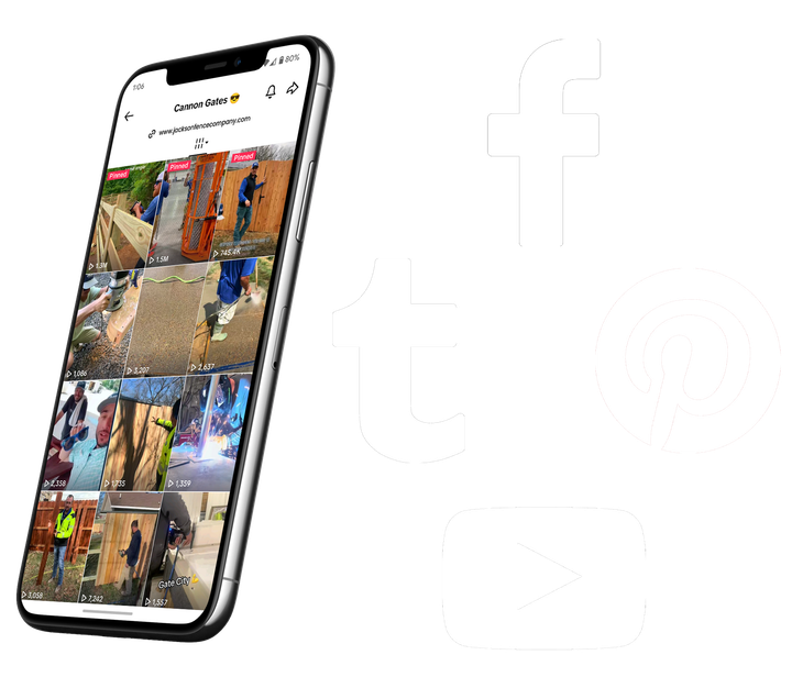Smartphone displaying a grid of colorful street photos on a white background