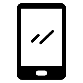 Black smartphone icon with a blank screen and two diagonal lines in the center