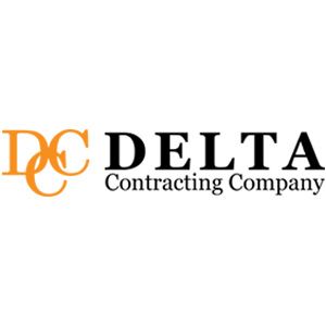 Delta Contracting Company logo with orange DC monogram and black text
