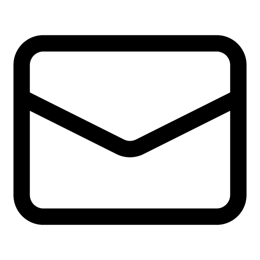 Black outlined envelope icon on a white background