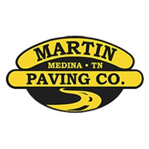 Martin Paving Co. logo in yellow and black, with “Medina, TN” beneath the name