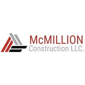 McMillion Construction LLC logo in red, gray, and black text with a stylized triangular mark.