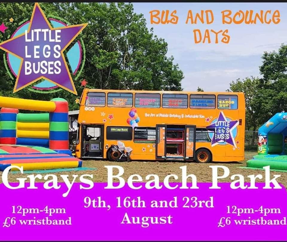 An advertisement for little legs buses in grays beach park