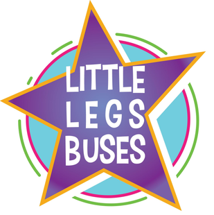 A logo for little legs buses with a purple star