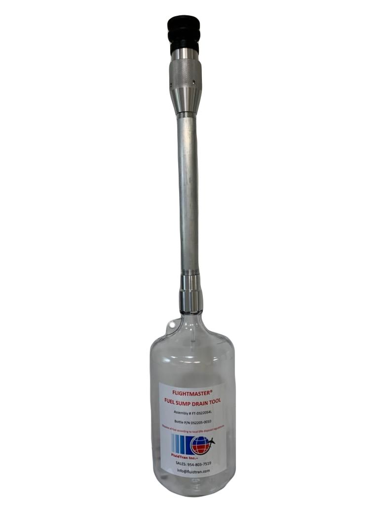 Stainless steel bottle stopper with long handle and black top, standing upright on white background