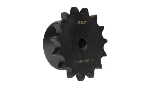 Oggetto metallico cilindrico con flange e fori per bulloni.