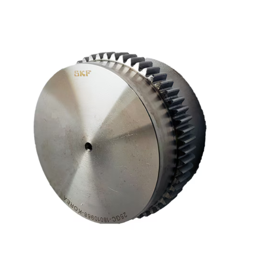 Giunti senza gioco. Presenta un anello esterno dentato e una parte interna piatta, simile a un disco.