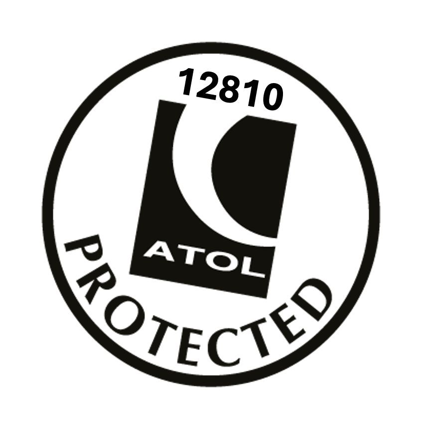 ATOL 12810 Logo: Black circle with