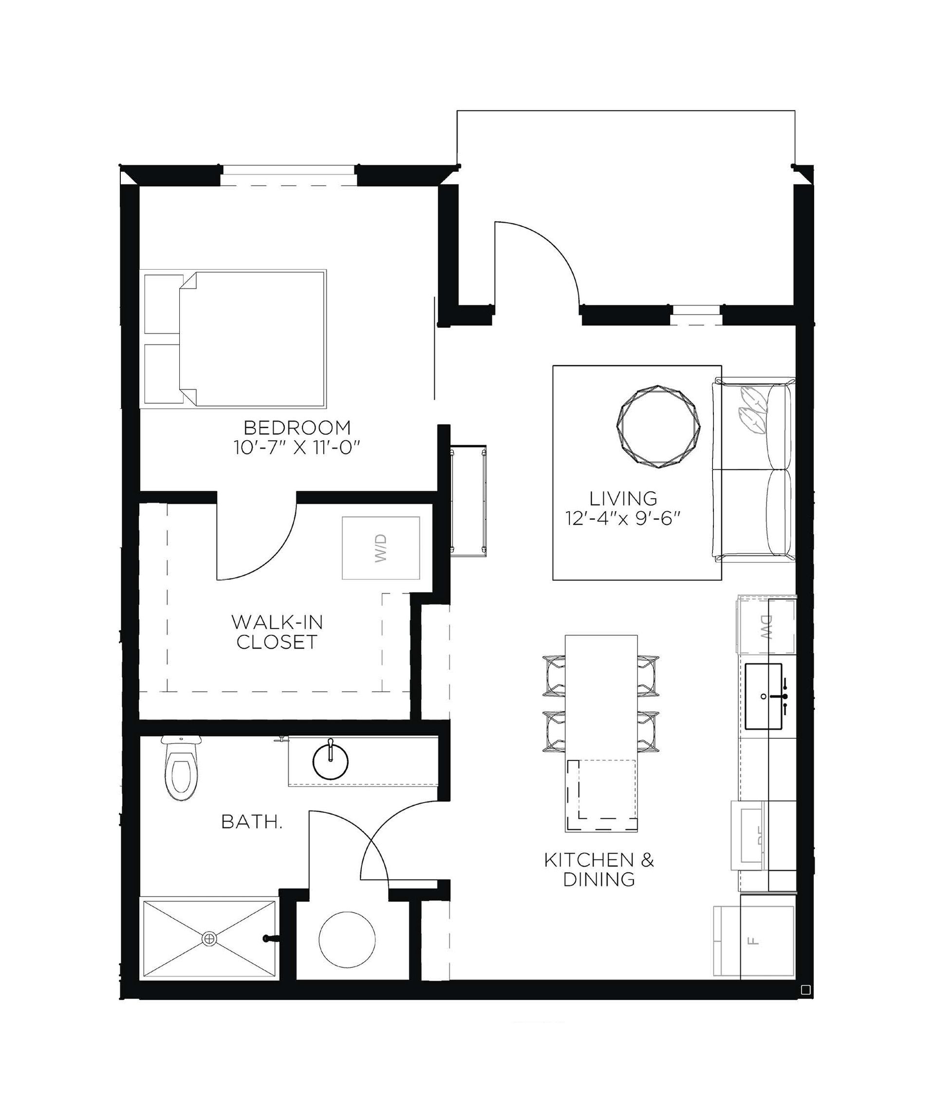 North Side Yard One Bedroom A18 Floor Plan