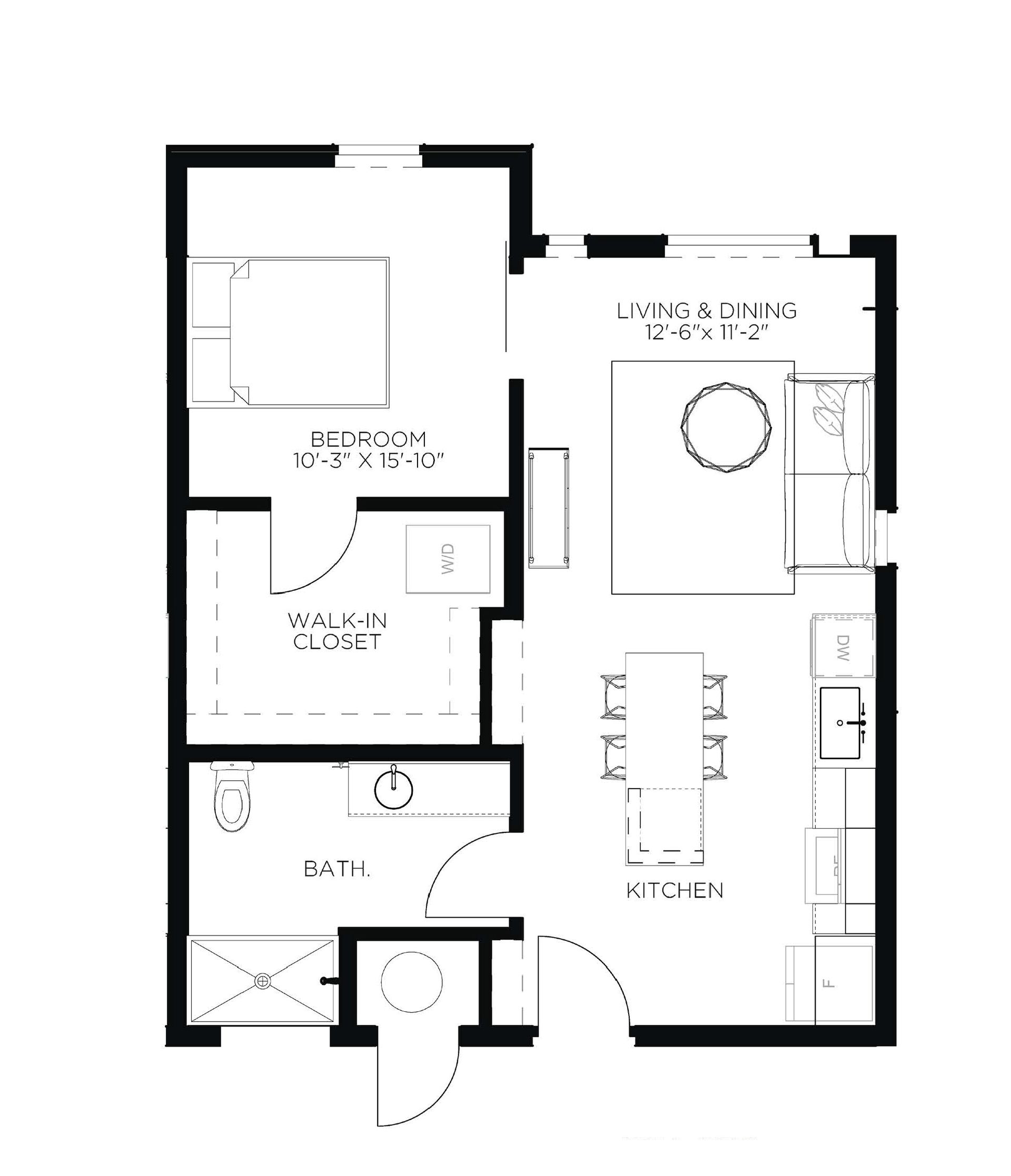North Side Yard One Bedroom A19 Floor Plan