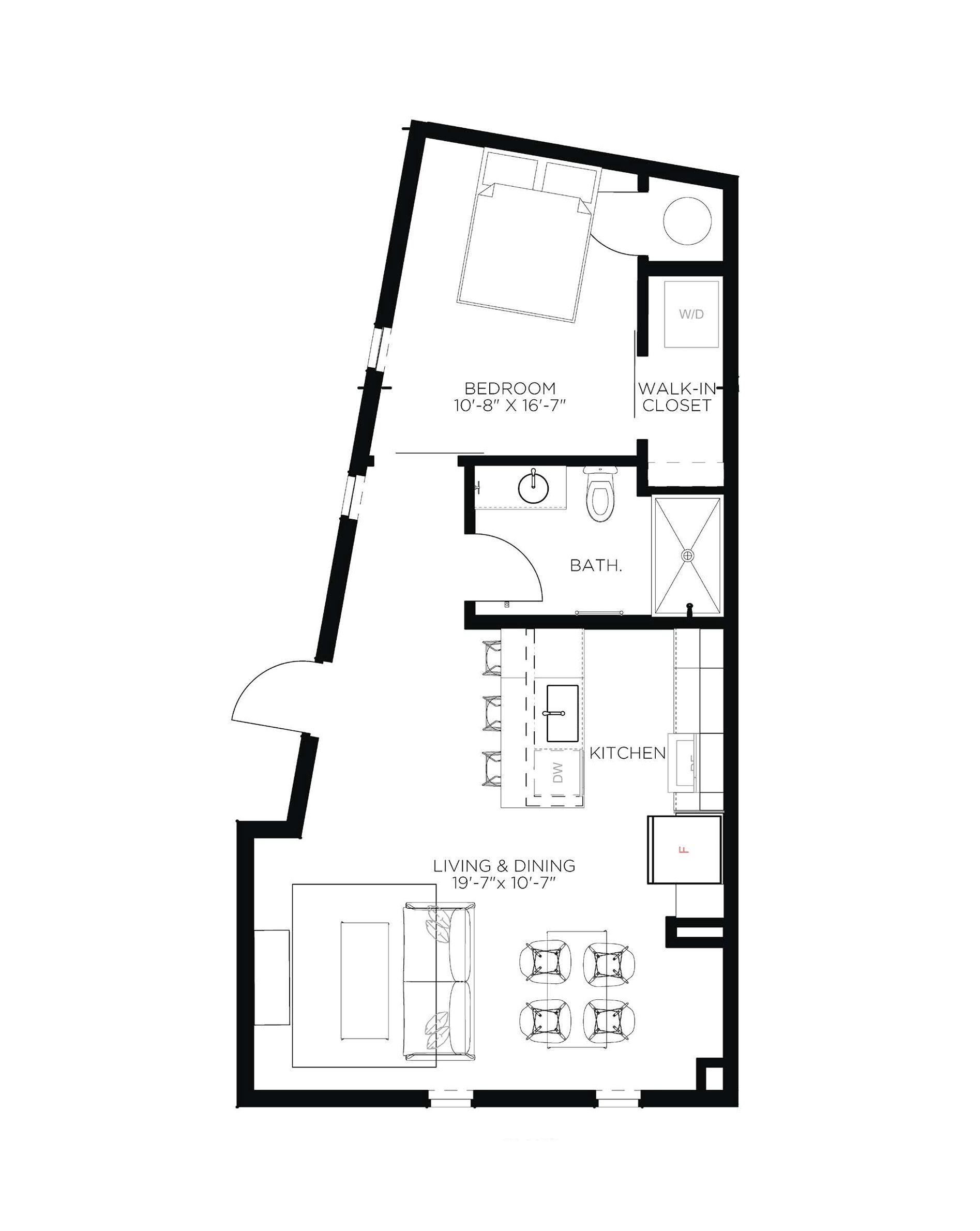 North Side Yard One Bedroom A22 Floor Plan