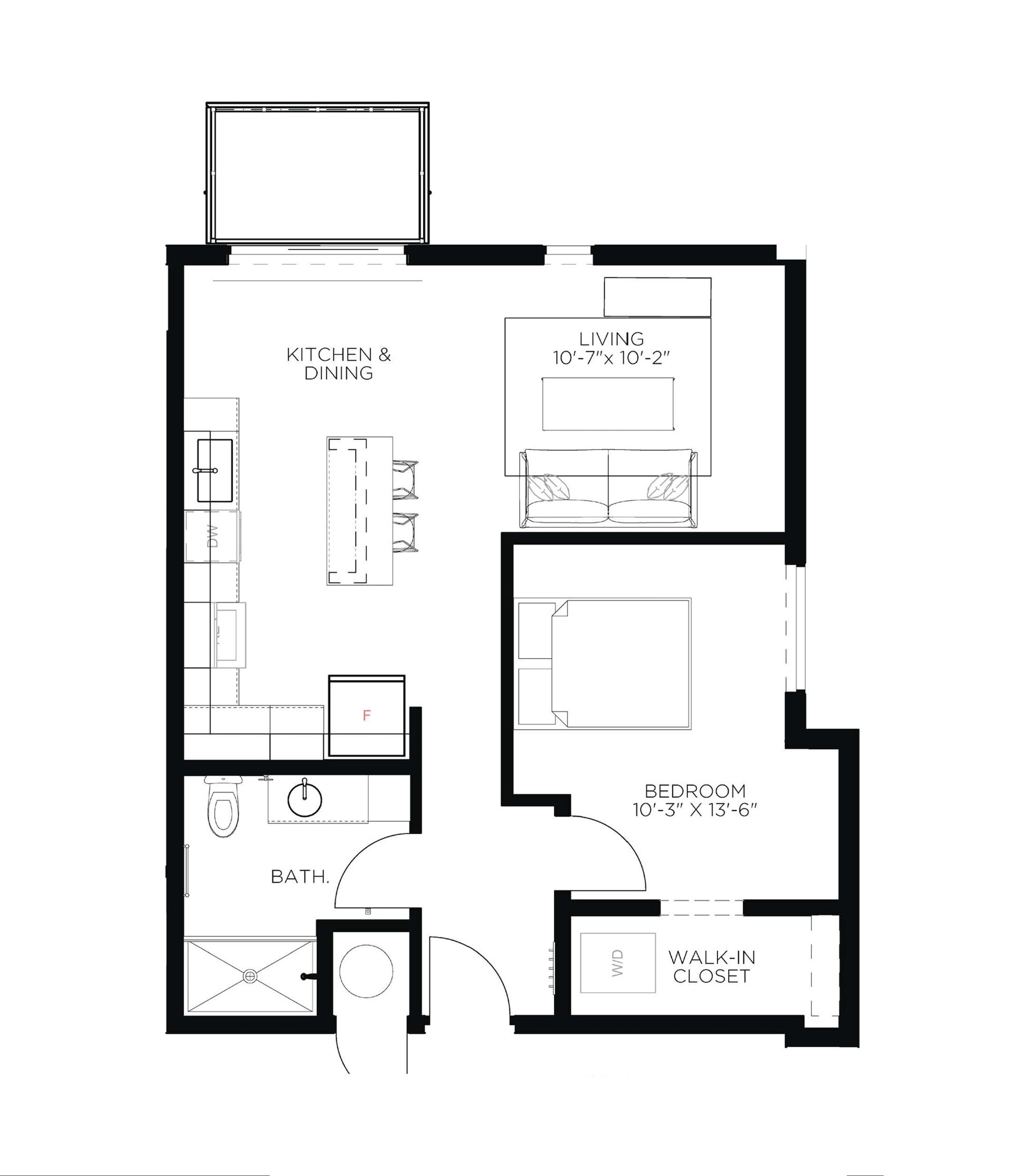 North Side Yard One Bedroom A23 Floor Plan