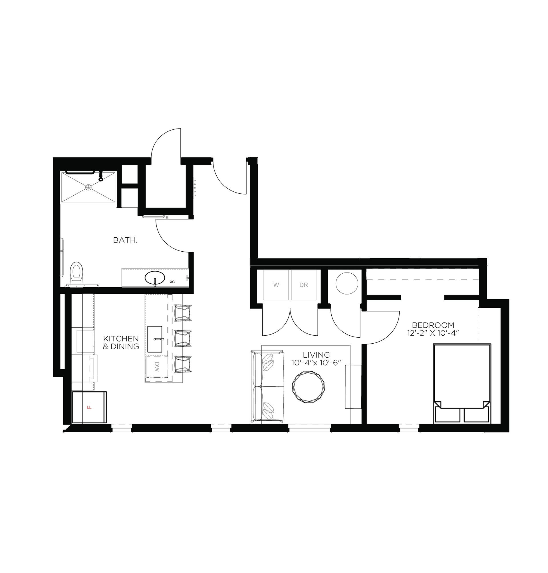 North Side Yard One Bedroom A24 Floor Plan