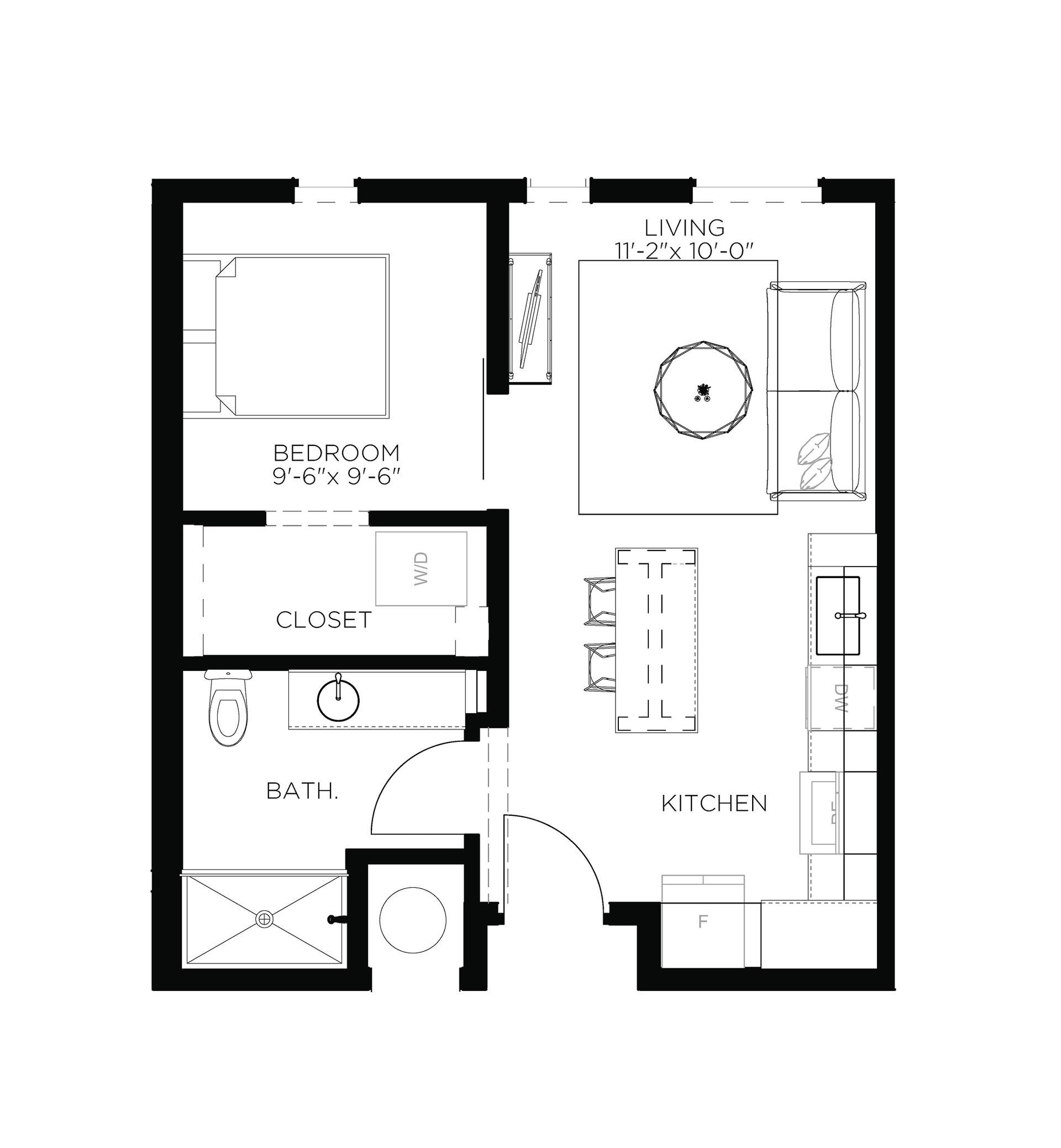 North Side Yard One Bedroom A7 Floor Plan