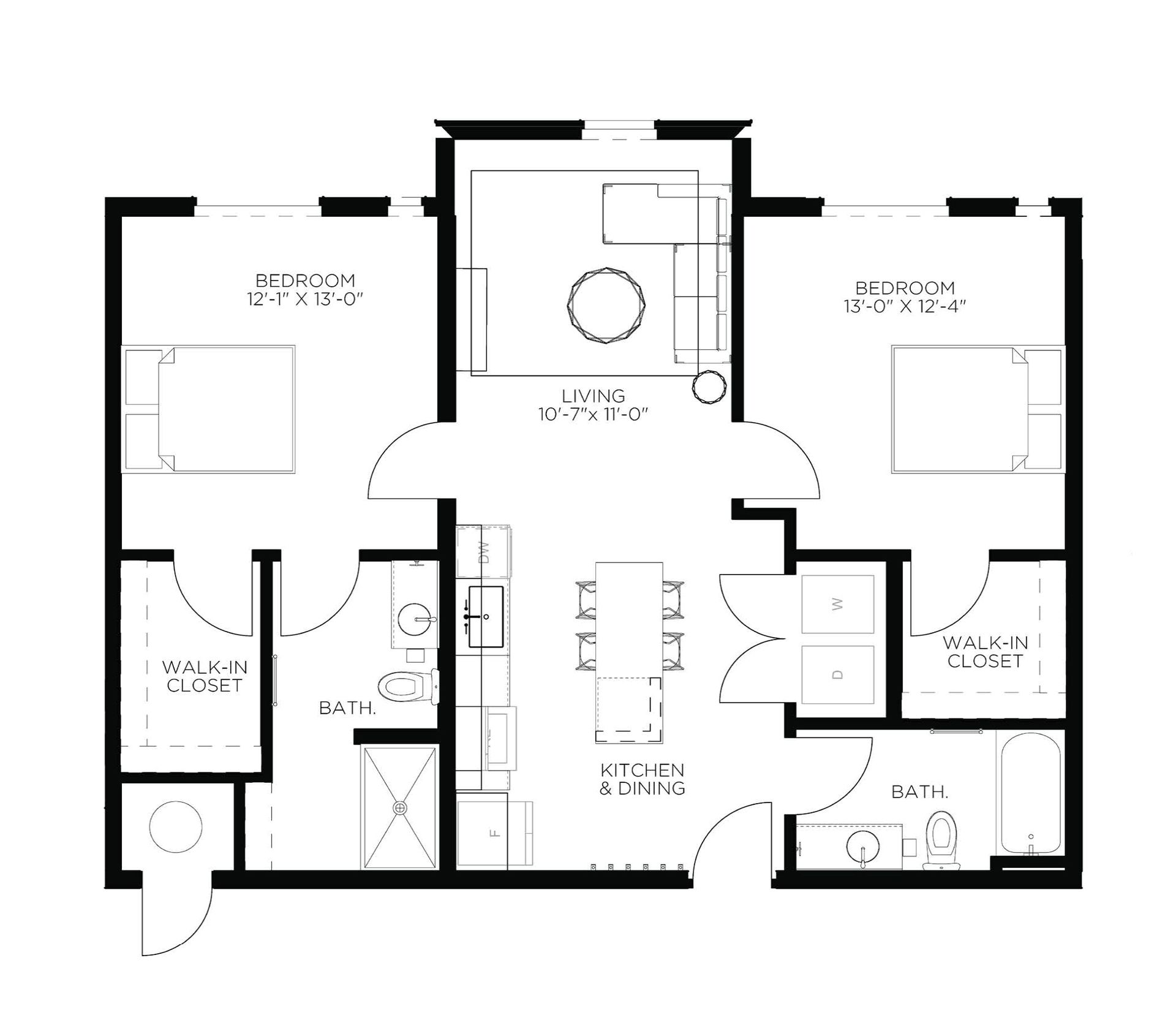 North Side Yard Two Bedroom B10 Floor Plan
