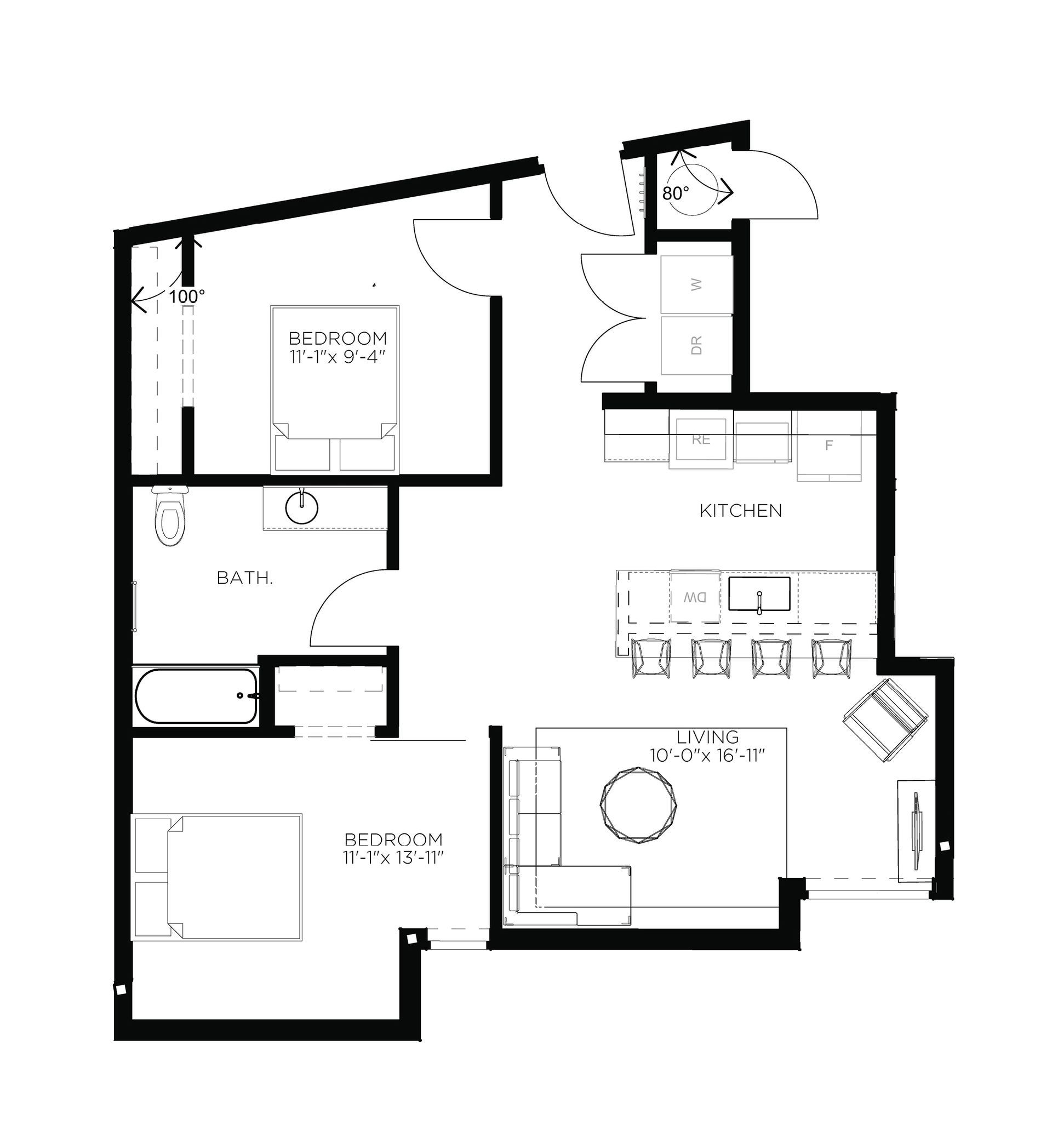 North Side Yard One Bedroom A29 Floor Plan