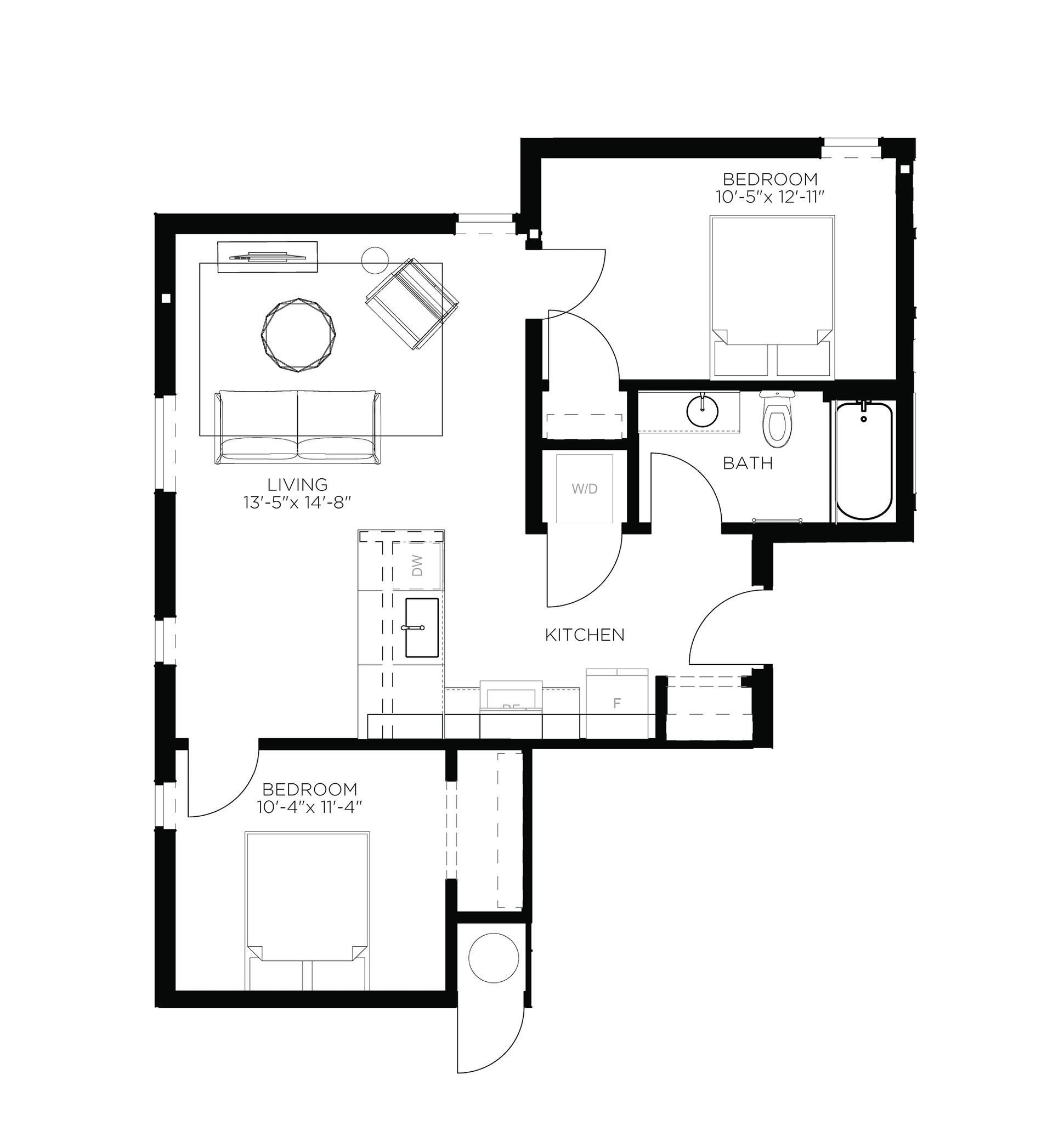 North Side Yard Two Bedroom B6 Floor Plan