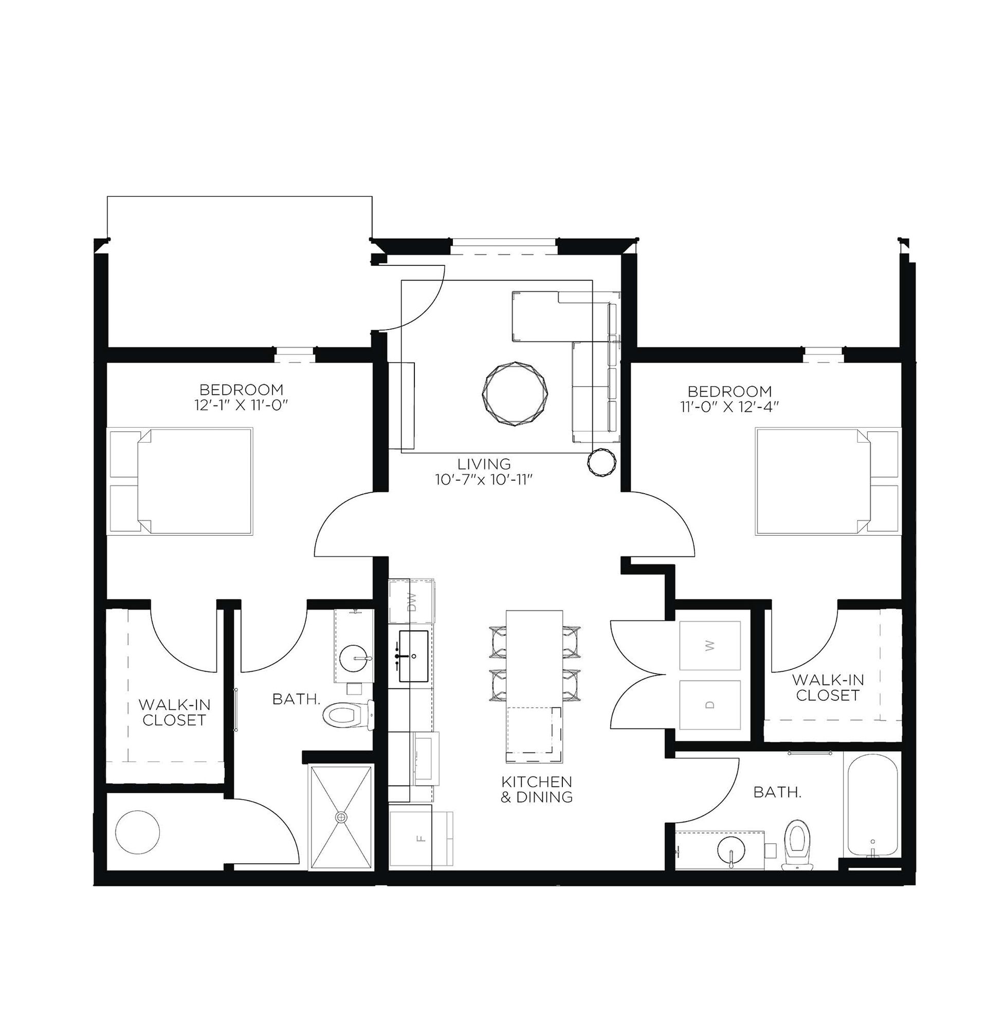 North Side Yard Two Bedroom B7 Floor Plan