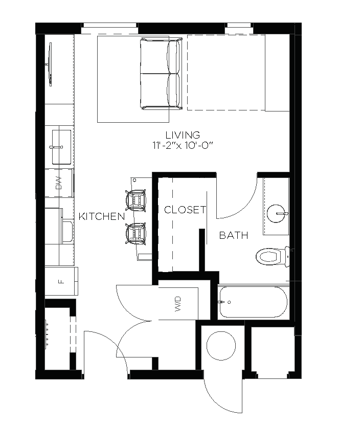 Micro One Bedroom Floorplan