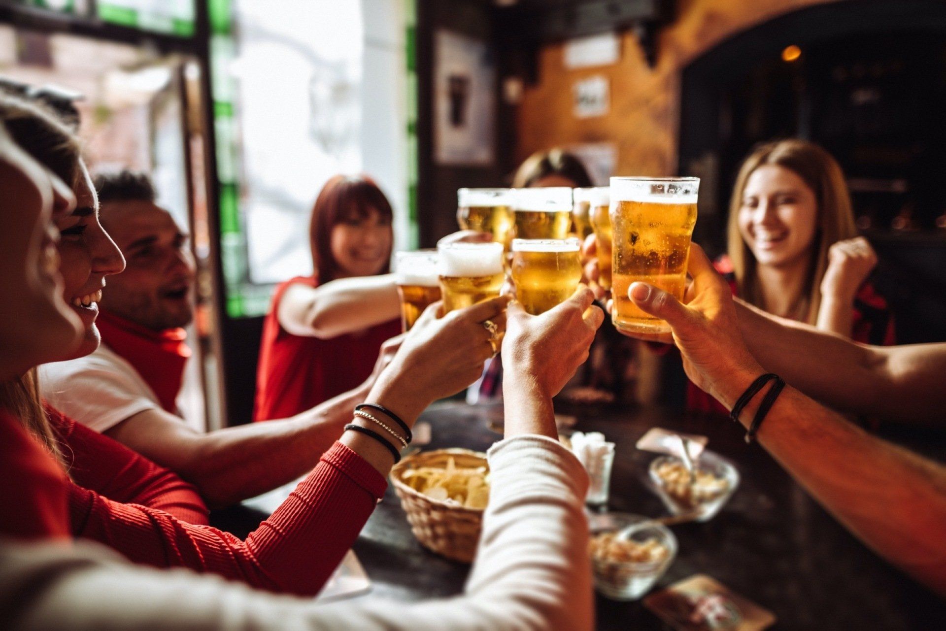 Group of friends toasting