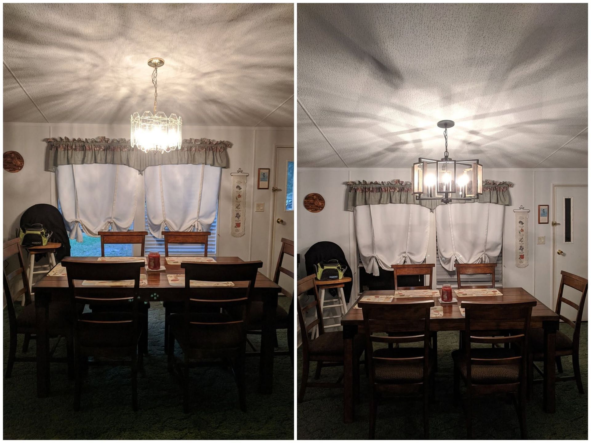Chandelier installation – before and after, Lakeland FL handyman