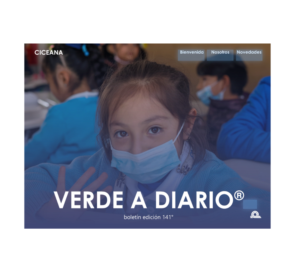 Child in blue mask in a classroom; text reads “Verde a Diario” and “boletín edición 1°”.