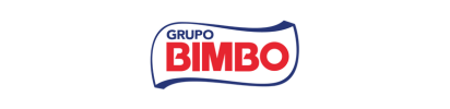 Logotipo de Grupo Bimbo en rojo y azul sobre fondo blanco