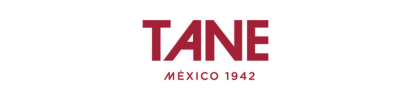 Logotipo de TANE en texto rojo con “MÉXICO 1942” debajo sobre un fondo blanco.