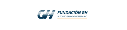 Logotipo de Fundación GH con iniciales estilizadas en azul y eslogan en naranja y azul sobre fondo blanco.