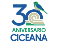 Logo del 30 aniversario de CICEANA con un ave sobre un número 0 estilizado en azul y verde.