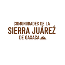 Texto del logotipo “Comunidades de la Sierra Juárez de Oaxaca” en color marrón sobre fondo blanco