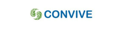 Logotipo de Convive con icono circular verde y marca denominativa azul sobre fondo blanco.
