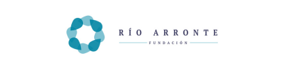Logotipo de la Fundación Rio Arronte con icono de flor geométrica azul y texto gris sobre fondo blanco.