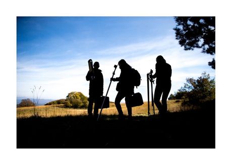 Team of people measuring set back distances