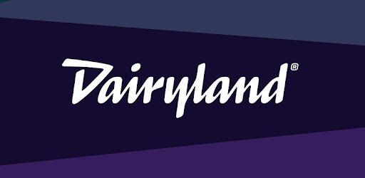 Dairyland logo in white script on a dark purple and navy blue background.