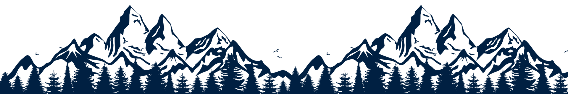 A row of mountains with snow on them on a white background.